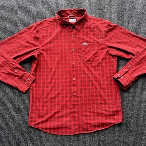 Columbia Plaid Flannel Shirt Long Sleeve Button‎ Up Outdoor Red Large